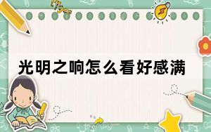 光明之响怎么看好感满了没有_光明之响好感度攻略