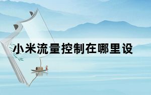 小米流量控制在哪里设置_小米流量控制
