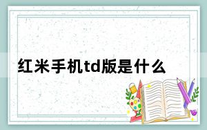 红米手机td版是什么意思_小米手机TD版是什么意思