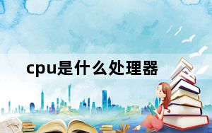 cpu是什么处理器_cpu是什么