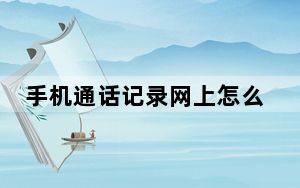 手机通话记录网上怎么查到_手机通话记录网上查询