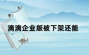 滴滴企业版被下架还能打车吗_滴滴企业版被下架