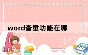 word查重功能在哪里_word有查重功能吗