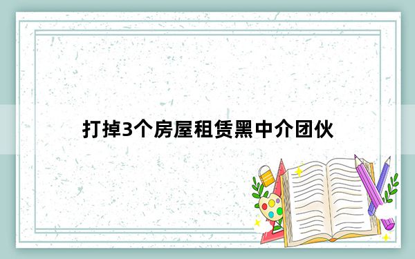 打掉3个房屋租赁黑中介团伙_打掉黑中介团伙