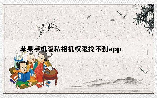 苹果手机隐私相机权限找不到app_苹果手机隐私相机设置不了
